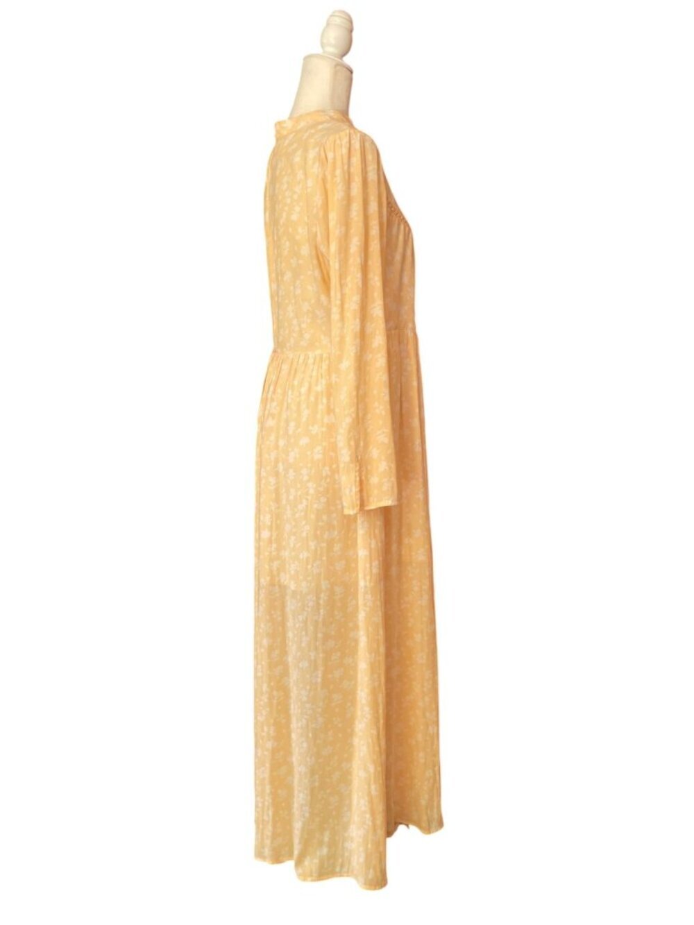 Anthropologie Something Navy Yellow Floral Maxi Dress Lightweight Front Slits Bo - Picture 7 of 16